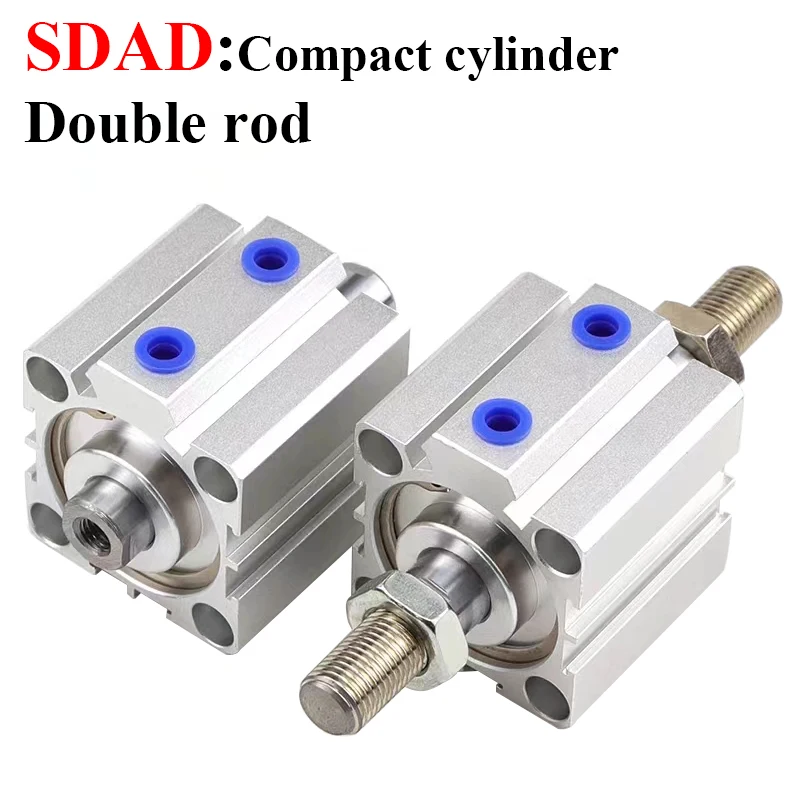 SDAD32 40 50 63mm Bore Double Rod Pneumatic Air Compact Cylinder With Male Thread Rod SDAD32X50-B SDAD40X60-B SDAD63X100-B