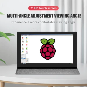 Layar Sentuh 7 Inci IPS Raspberry Pi 1024x600 HD LCD Layar + Dudukan yang Kompatibel dengan HDMI untuk Layar Sekunder PC RPI 4B 3B+ 3B 8 monitor 7 inci penjualan terbaik - №