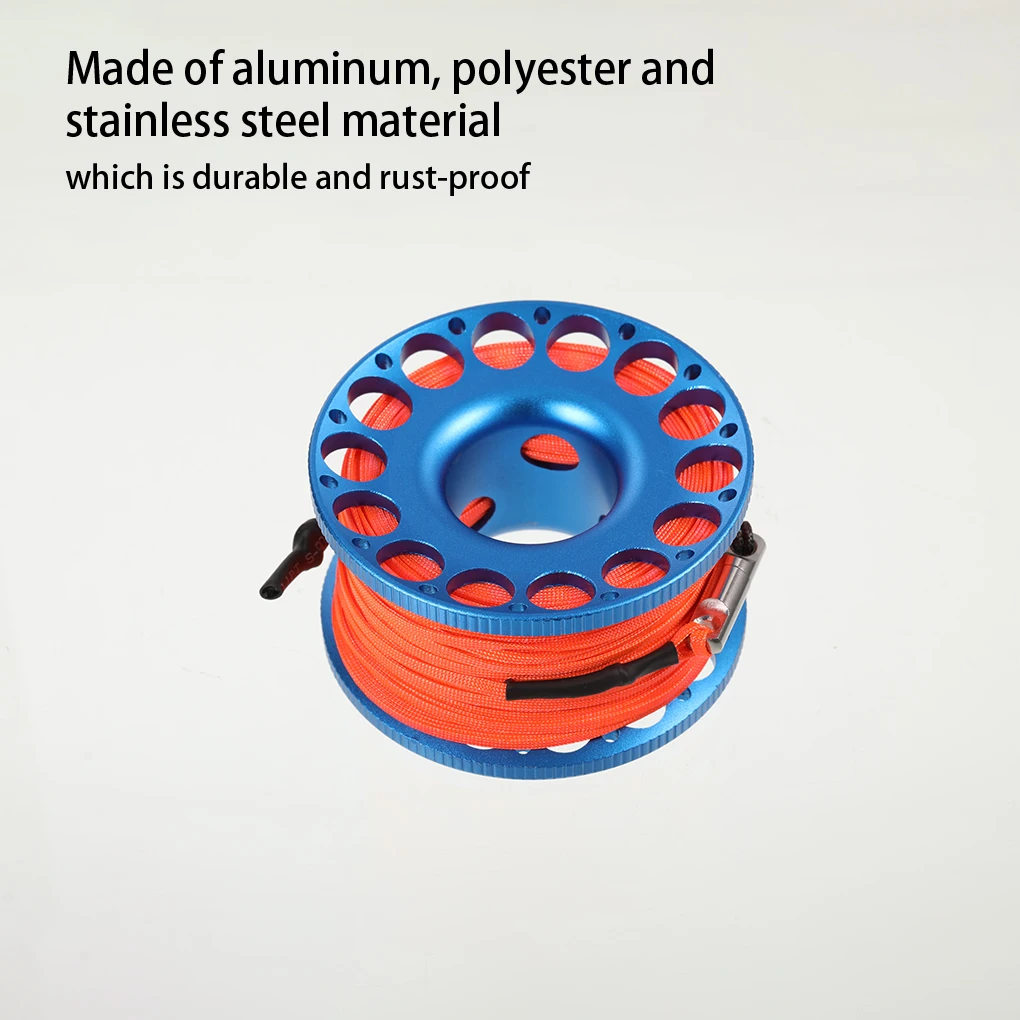 Finger Reel Professional Safety Rope Lightweight Scuba Diving Tech Spool with Snap Hook Swimming Equipment Blue