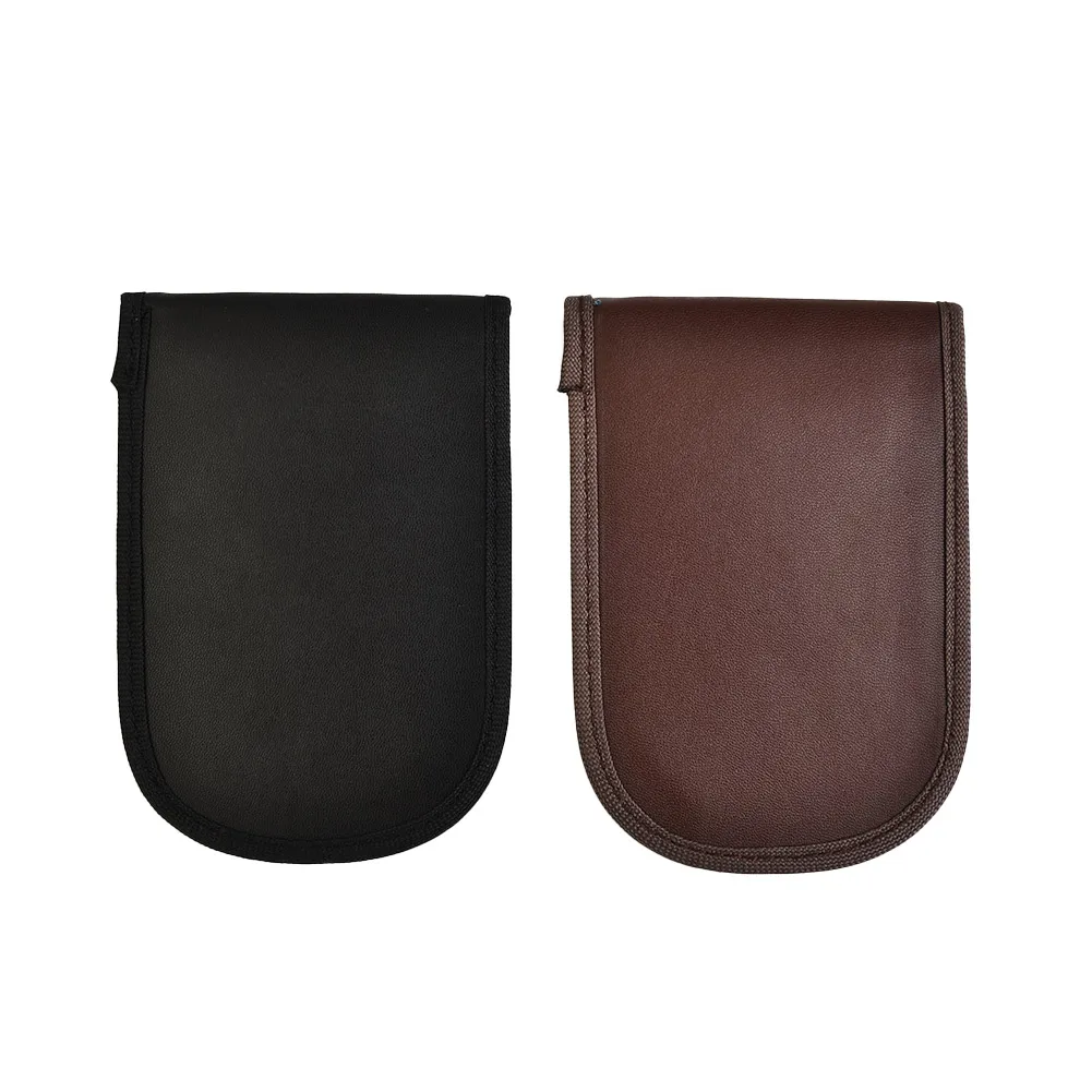 Polyurethane Leather RFID Signal Blocking Pouch case Bag Anti theft Keyless Entry Black Brown Smart automobile keyfobs