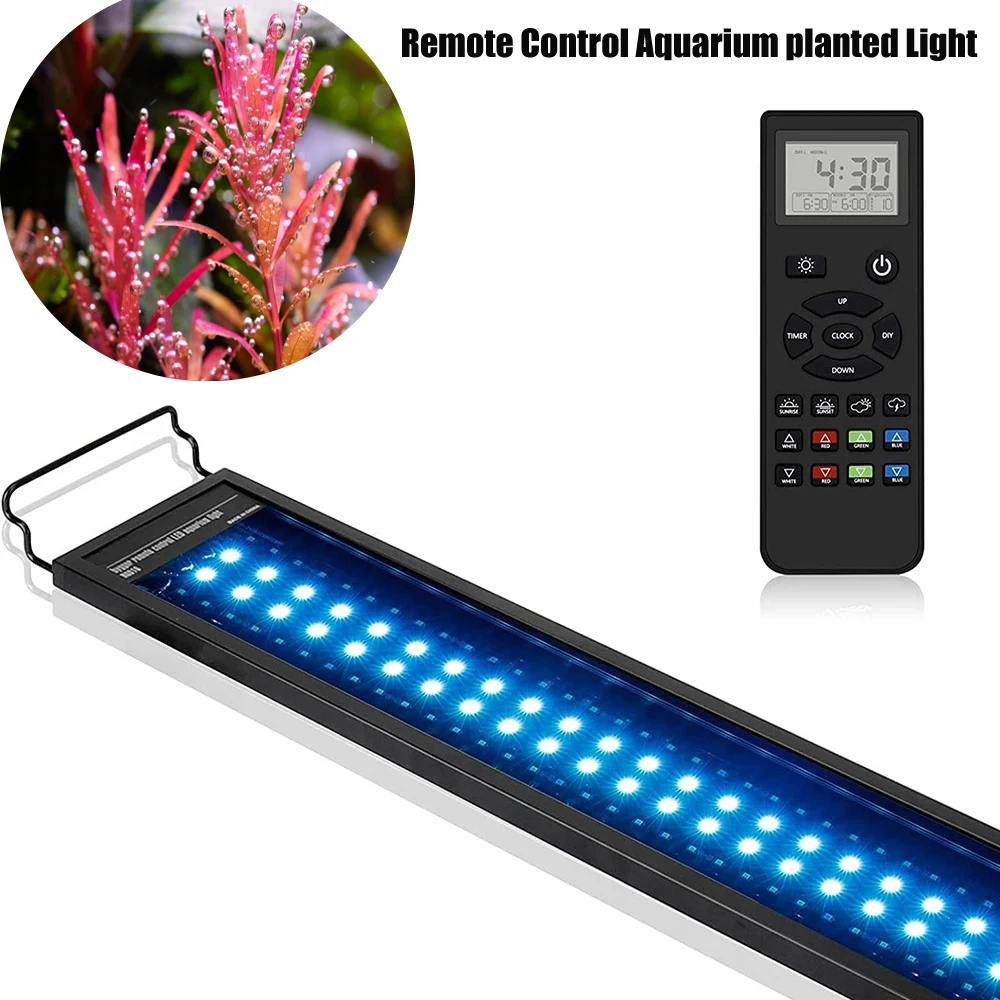 

24-36inchRemote Control Aquarium Light with Timer Full Spectrum Fish Tank Light with Weather Mode RGBW LED Lamp for fresh Plants