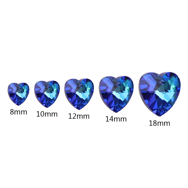 All Size Multi Color Shape Charms Crystal Heart Beads Glass Bead Peach Pendant Gems For Jewelry Making Necklaces Earrings DIY