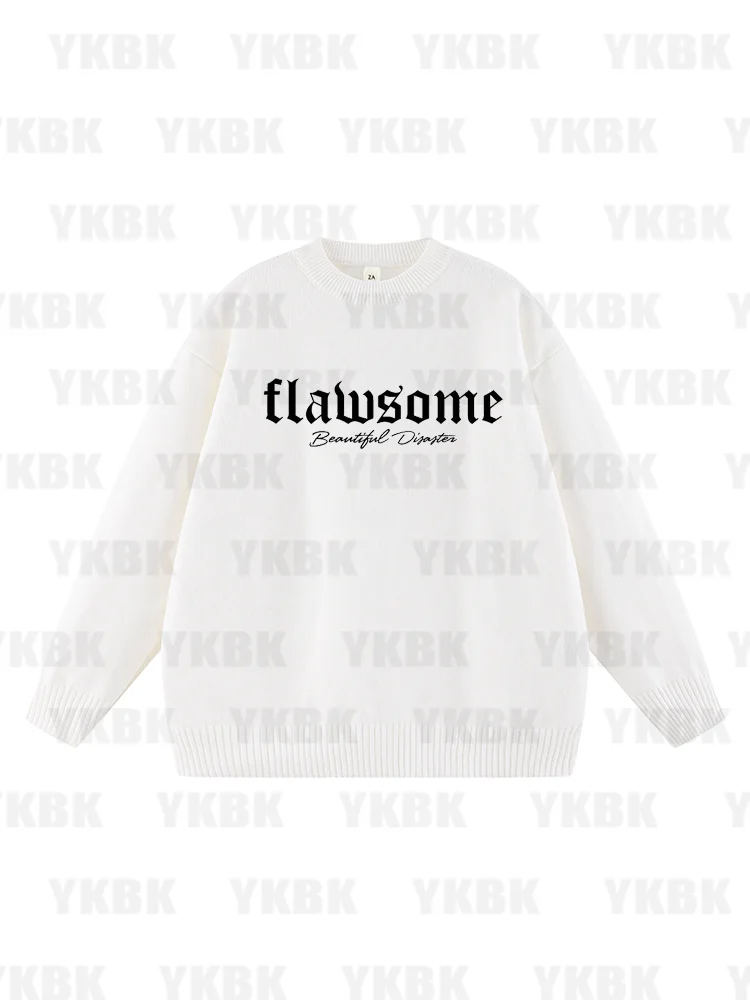 

Женский свитер с буквенным принтом, свободный повседневный топ, модный осенне-зимний гонконгский стиль, подходящий для пары