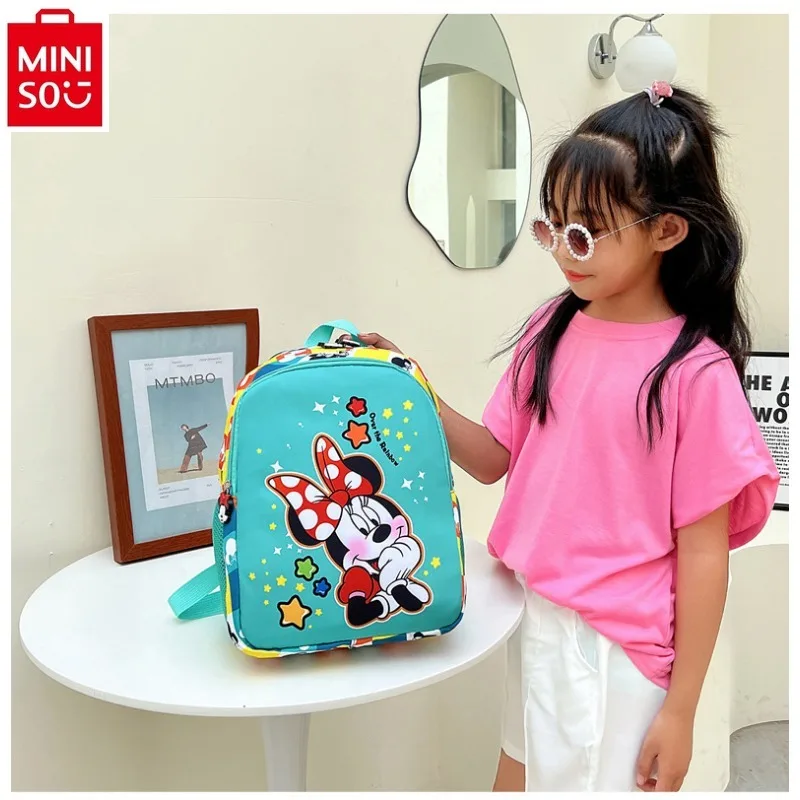 MINISO-Mochila infantil de desenhos animados da Disney, mochila estudantil, minimalista, leve, impermeável, mickey, minnie, mochila infantil