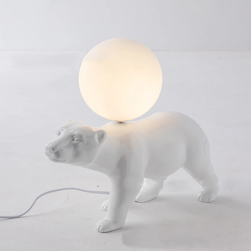 BERTH Nordic Modern Table Lamp Creative White Glass Resin Desk Lights LED Decor for Home Children Bedroom Living Room