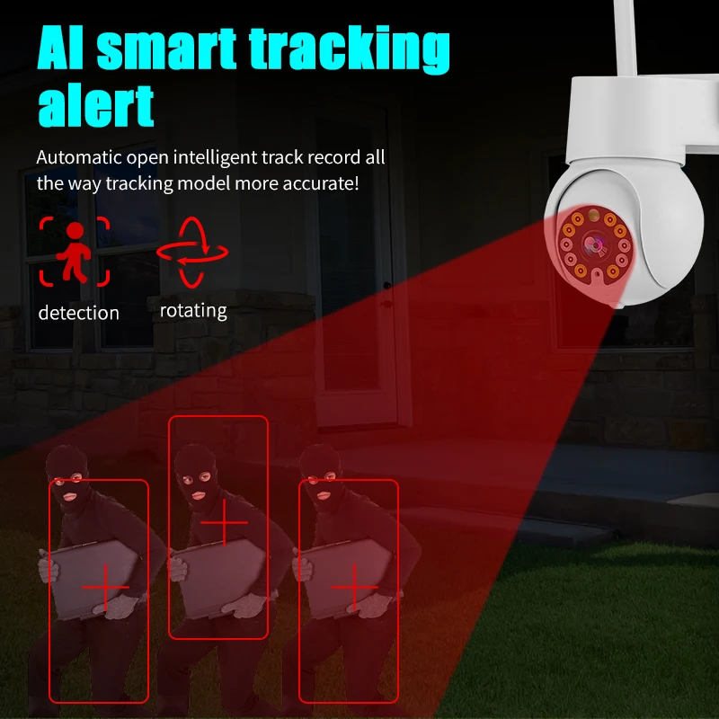 KuWFi-Caméra de surveillance extérieure IP WiFi HD 2MP/1080p, dispositif de sécurité sans fil, étanche, avec bande pour touristes, 5G, enregistrement intégral des documents