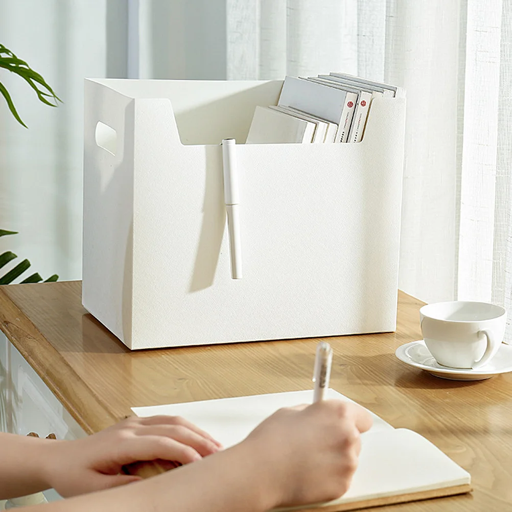 2Pcs File Storage Box Premium PP Plastic Desktop Organizer for Teachers Students Workers Waterproof File Container Simple