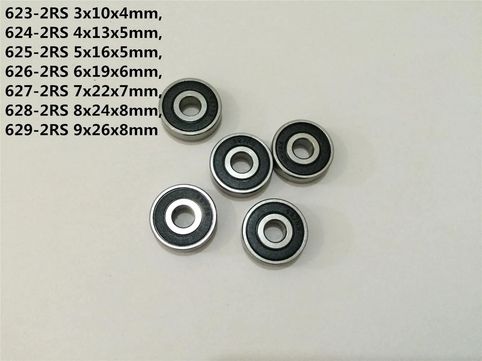 

10-50pcs 623-2RS 624-2RS 625-2RS 626-2RS 627-2RS 628-2RS 629-2RS Rubber Sealed Bearing Ball Bearing