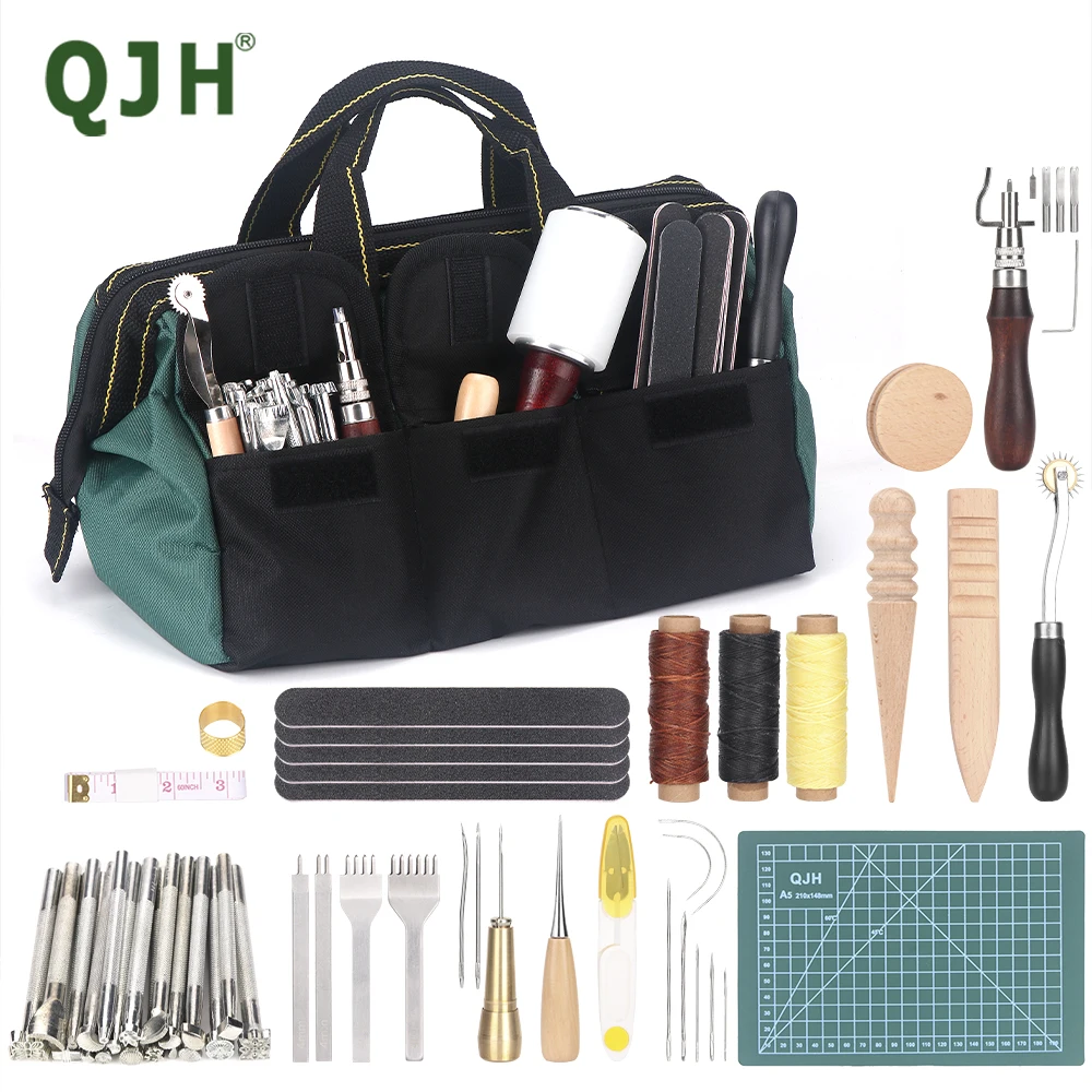 

12-inch Leather Craft Tool Storage Bag,Oxford Fabric Tool Bag, Leather Tool Portable Tote Bag Leather Punch Hammer Carving Tool
