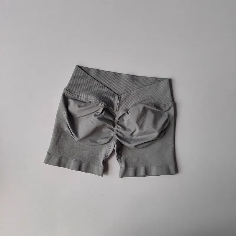 Nahtlose Yoga-Shorts für Damen, V-Rücken, Taillenbetonung, Workout, Fitness, Po-Lifting, Gym, schnelltrocknende Laufshorts, Sportbekleidung, Sport-Shorts – Detail 10