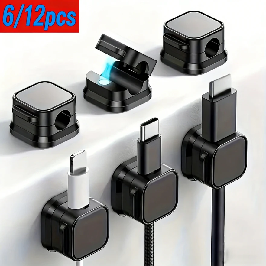 Magnetic Cable Clip Cable Holder Adhesive Wire Keeper Cord Cable Organizer for Home Office Under Desk Management