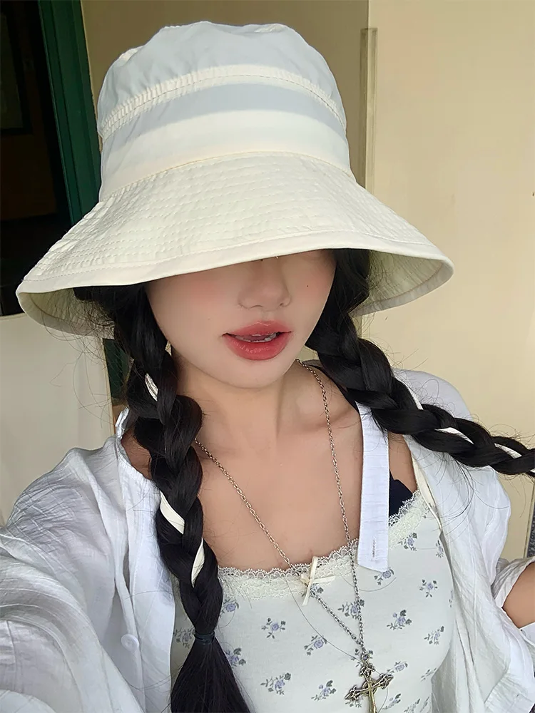 Koreanische Sle Color Fiing Cap Damen Sommer 2025, neue Faion, vielseitiges Gesicht, schlankmachender Sonnenschutzhut, breite Krempe, Reisekappe