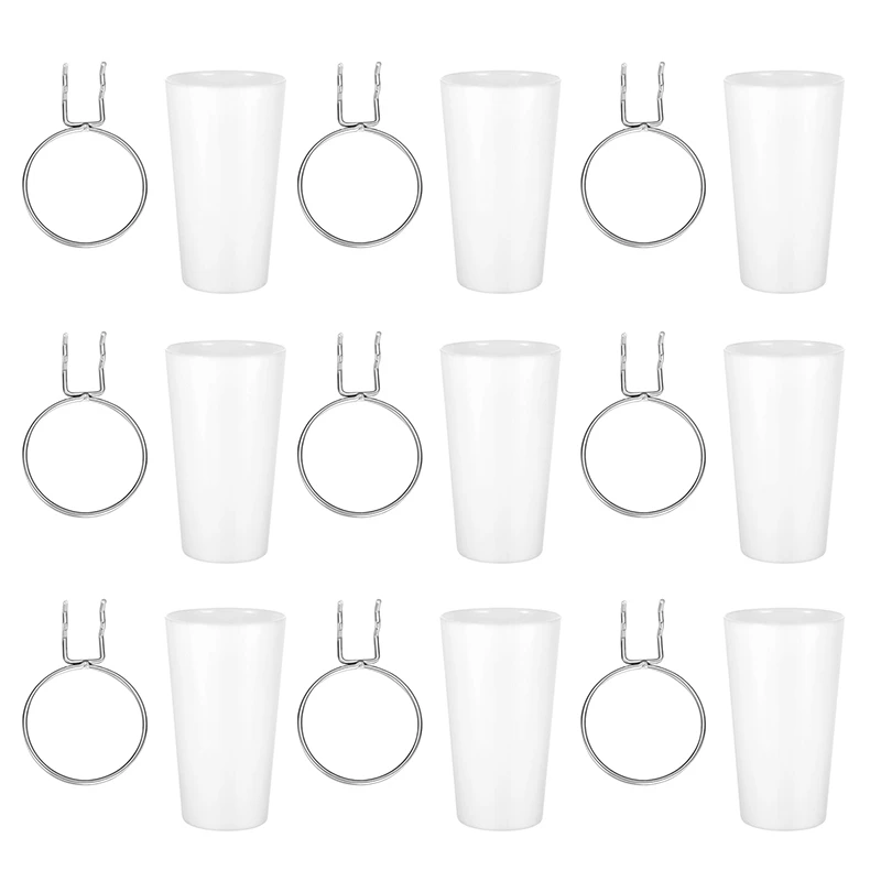 12 Sets Pegboard Bins With Rings Ring Style Pegboard Hooks With Pegboard Cups Pegboard Cup Holder Accessories (White)