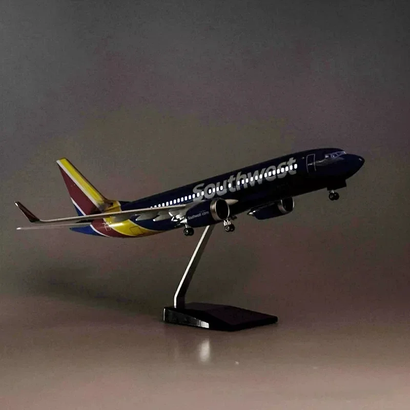 Imagem -05 - Avião Modelo Grande com Luz Led para Coleta Soucontinuous Airlines Boeing 737 Modelos de Avião Diecast Novo Escala 1:80