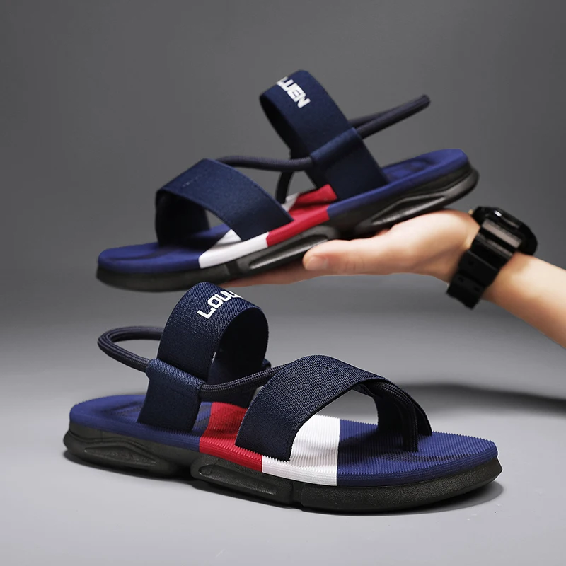 Comwarm 2026 Men Summer Sandals Men Casual Flat Sandals Outdoor Beach Water Shoes Fashion House Flats Non-slip Ankle Wrap shoes