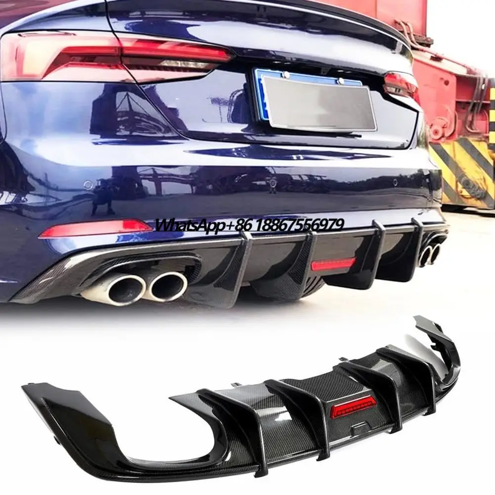 

High Quality Bumper Diffuser Carbon Fiber Rear Diffuser Lip Spoiler with Led for A5 B8 2008 2009 2010 2011 2012