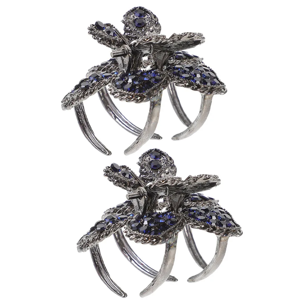 

2Pcs Flower Hair Clips Rhinestone Decorative Claw Clips for Women Girls Thin Hair Small Jaw Clip Fashion Hairstyle Accessories