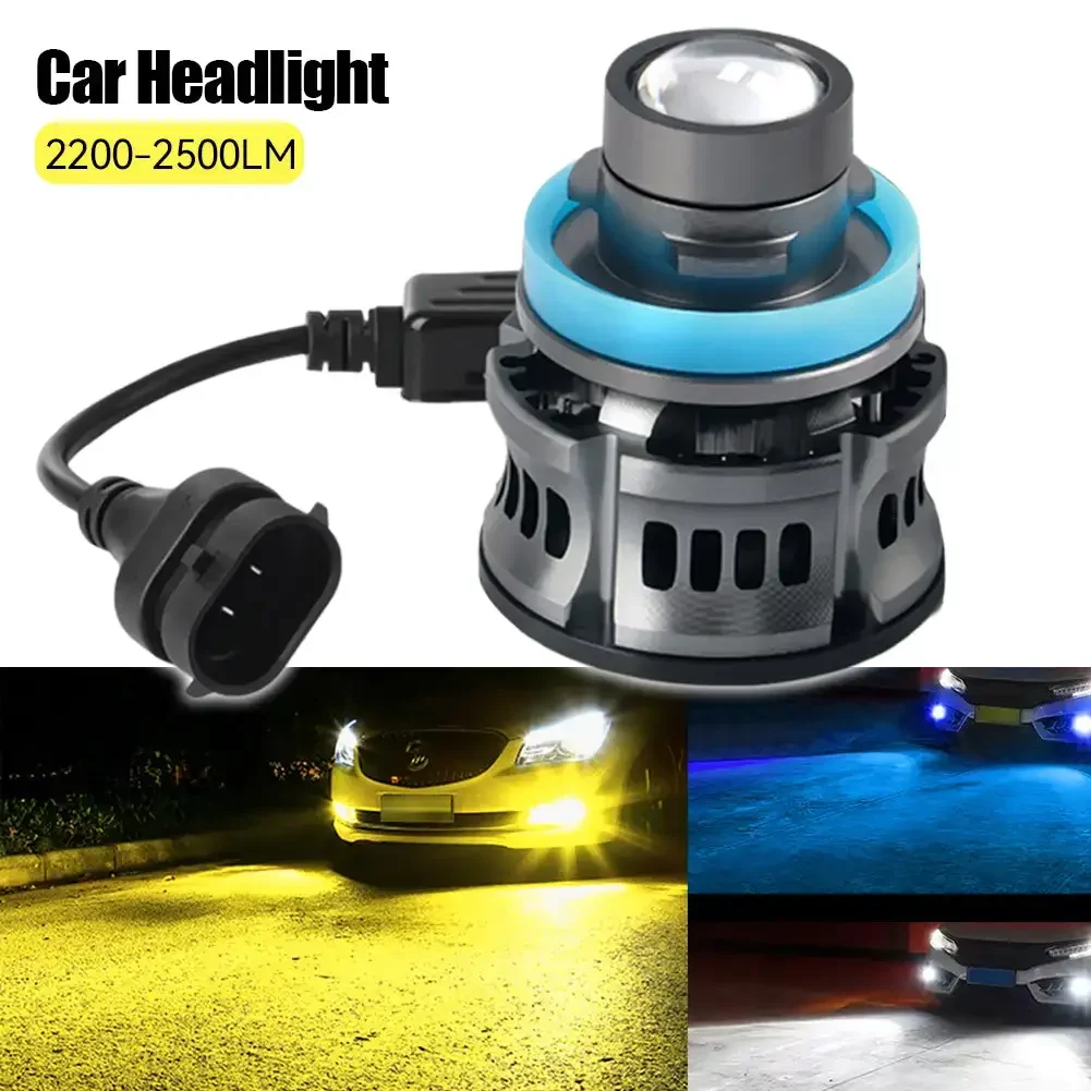 New Car H7 H11 Lens Headlight Laser Lens Led Fog Light Bulb 12V H8 H9 9006 HB4 Fog Lamp White Yellow Ice Blue Turbo Fog Light