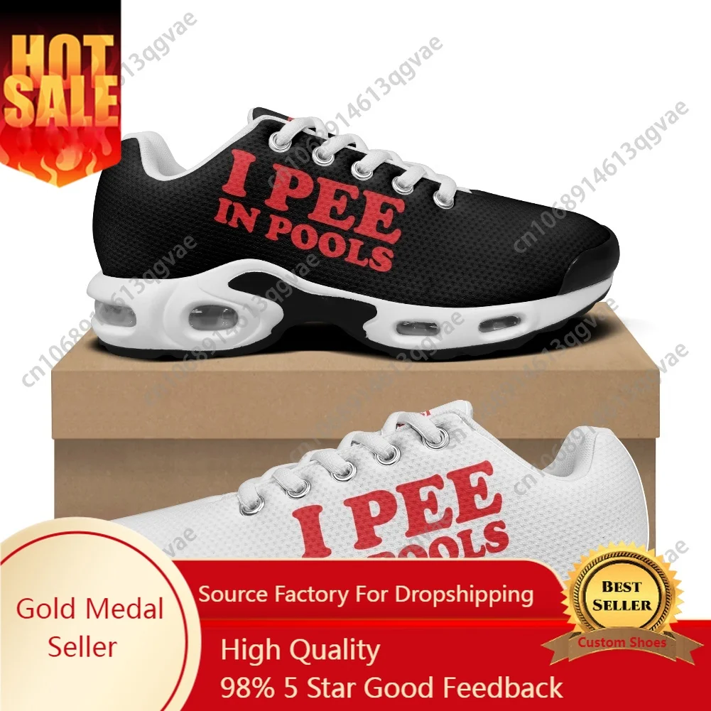 

I Pee in Pools Funny Word Air Cushion Sneakers Mens Womens Teenager Sports Shoes High Quality Customized Mesh Casual Sneaker