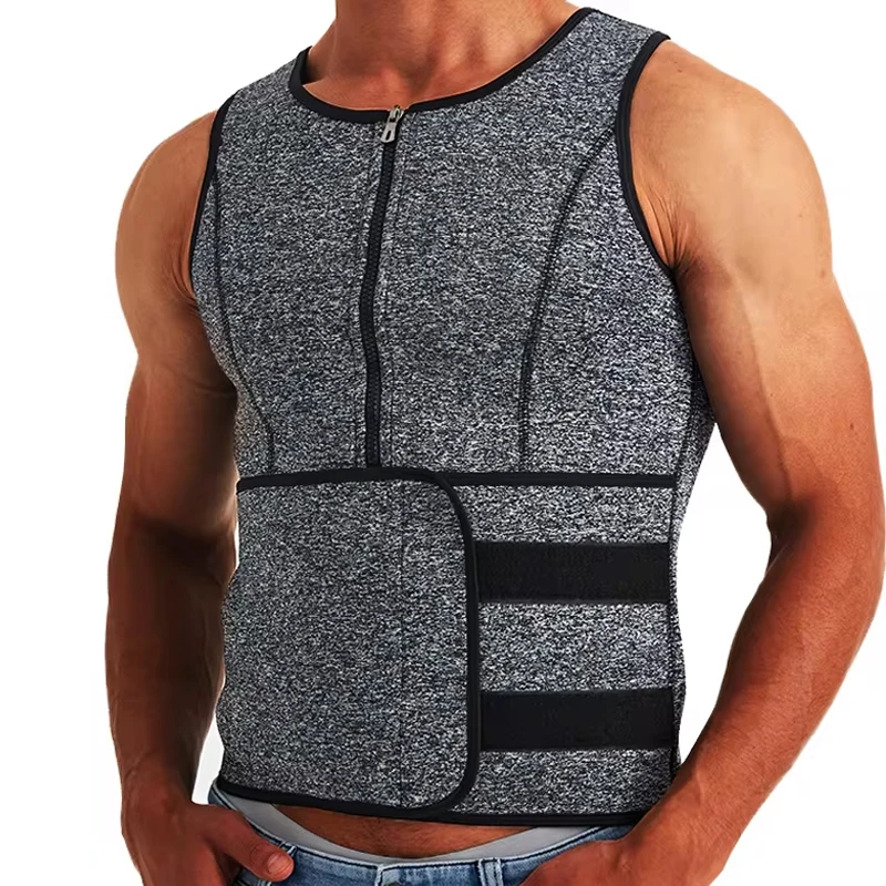 Men Waist Trainer Slimming Vest Sauna Sweat Compression Workout Shirts Fat Burner Stomach Slim Body Shaper Weight Loss Suit