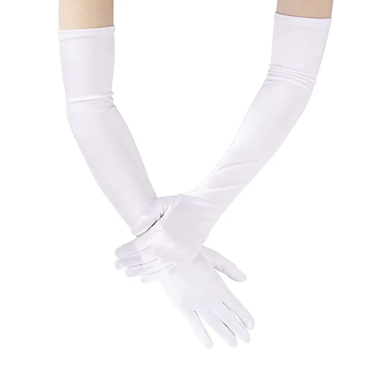 55CM Satin Long Stage Performance Multicolor Women Gloves Ball Accessories Cosplay Soft Smooth Solid High Stretch