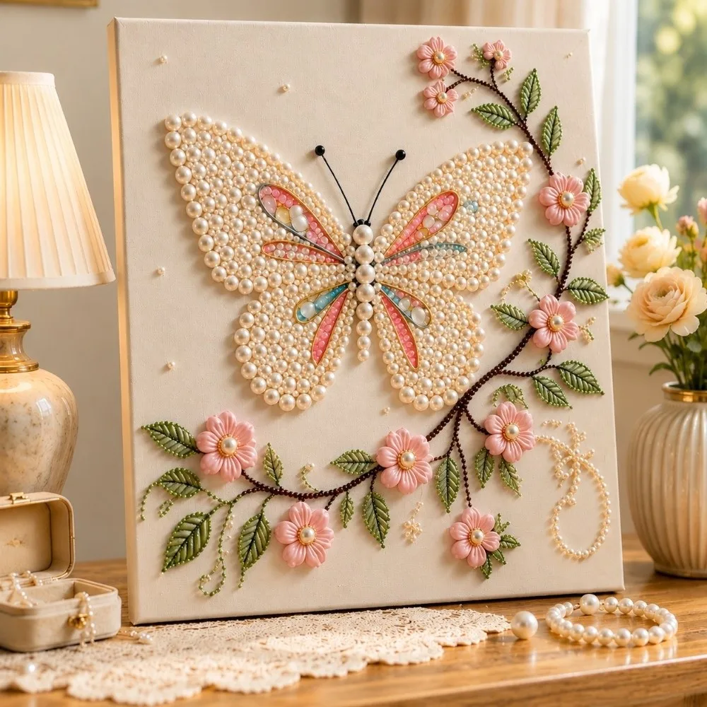 1 Set 11.8x15.7 inch Pearl Diamond Painting Kit Special Shape Frameless Canva Pearl Diamond Art Kits 5D Rhinestones Dots Art DIY