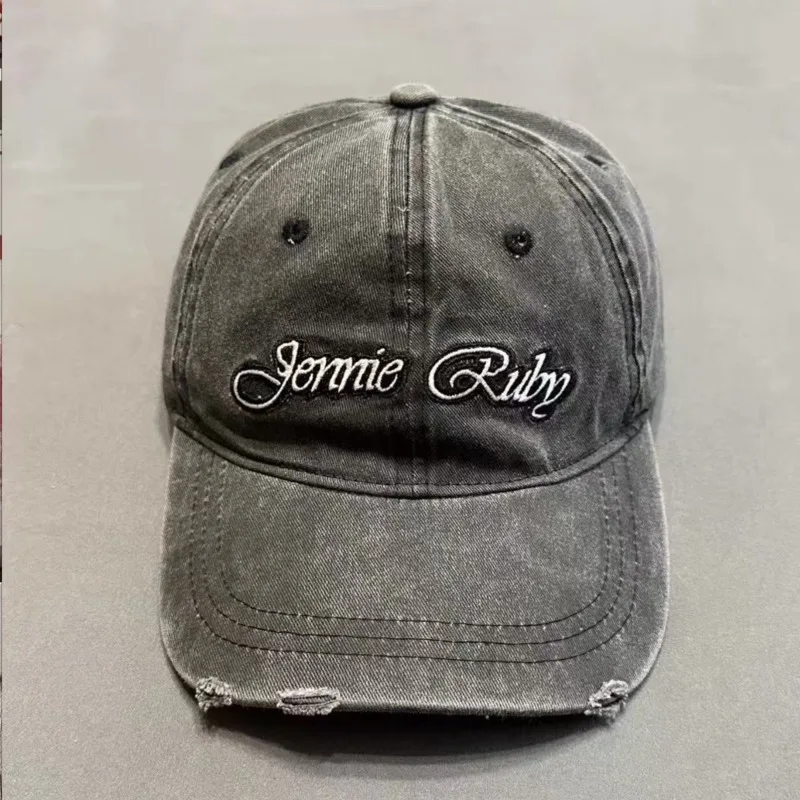 New Party Hat Letter Embroidery Jennie Ruby Cap Grey Cap One Size White Words Embroidery Baseball Cap Party Decoration Hat view 4