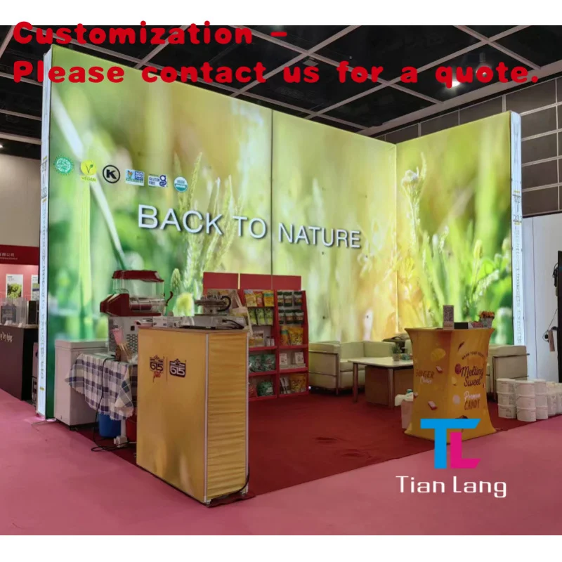 Custom.Fast إعداد مخصص الإعلان تعزيز النسيج الألومنيوم خلفية معرض كشك الخلفية مضاءة 10x10 يصل العرض #1