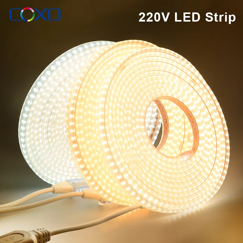 2835 LED Strip 220V Waterproof High Brightness 120LEDs/m LED Strip Lights Flexible High Safety Kitchen Outdoor Lighting Led Tape