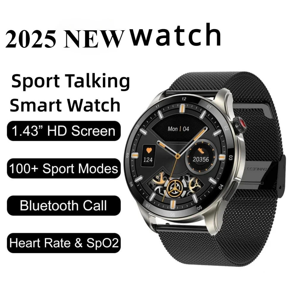 

2024 New E26 Smart Watch for Men - 1.43" HD, Bluetooth Call, Heart Rate, Blood Pressure 100+ Sports Modes Smartwatch for Android