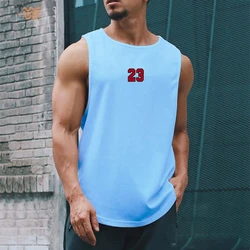 Summer O-neck Men Vests Workout Clothes Muscle Tank Top Men’s Gym Fitness Sweatshirt Sports Mesh Basketball Sleeveless T-shirt