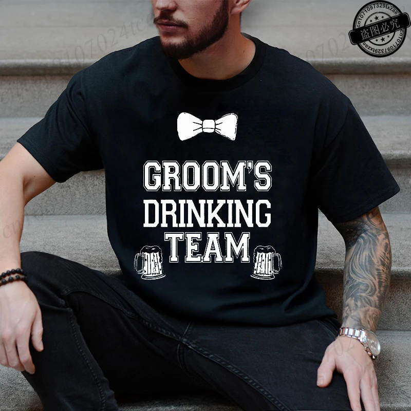 Groom's Drinking Team Wedding T-Shirts Funny Bachelor Party With Friends Bestman - Men's T-shirt Funny Graphic Tee Short Sleeve
