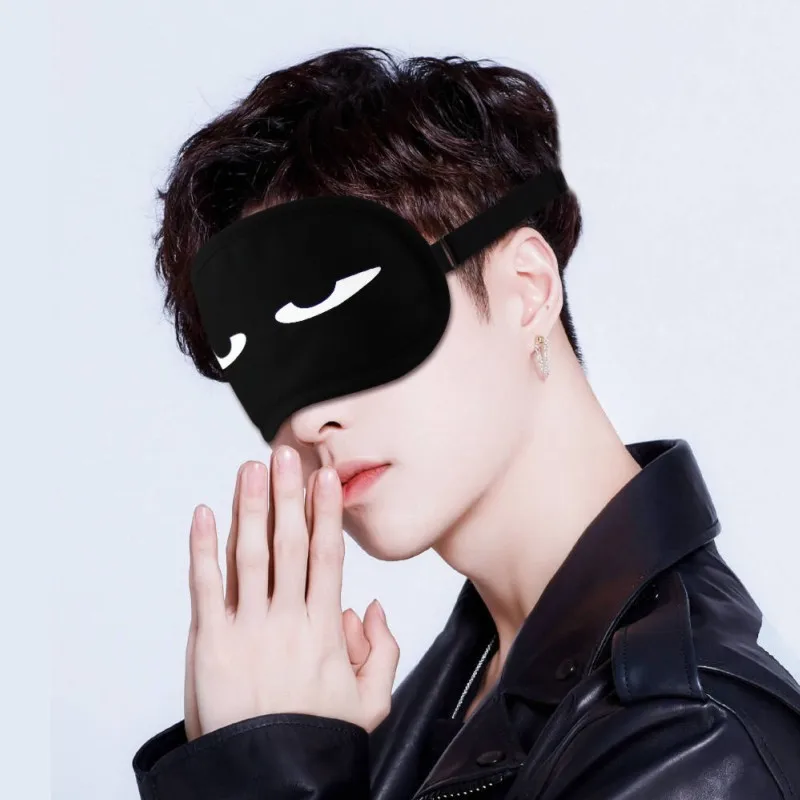 Cute Expression Black Blackout Eye Mask Women Girl Men Office Travel Essential Gift Unisex Funny Cartoon Nap Time Sleep Eye Mask