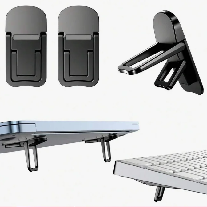 2 Stück verstellbarer Laptop-Ständer, multifunktionaler Telefonhalter, Design mit zwei Winkeleinstellungen, tragbares Büro-Schreibtisch-Tastaturablage