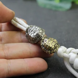 Copper Longevity Turtle Shell Lettering Knife Beads Woven Paracord Lanyard Pendant Jewelry Lucky DIY EDC Tool Charms Accessories