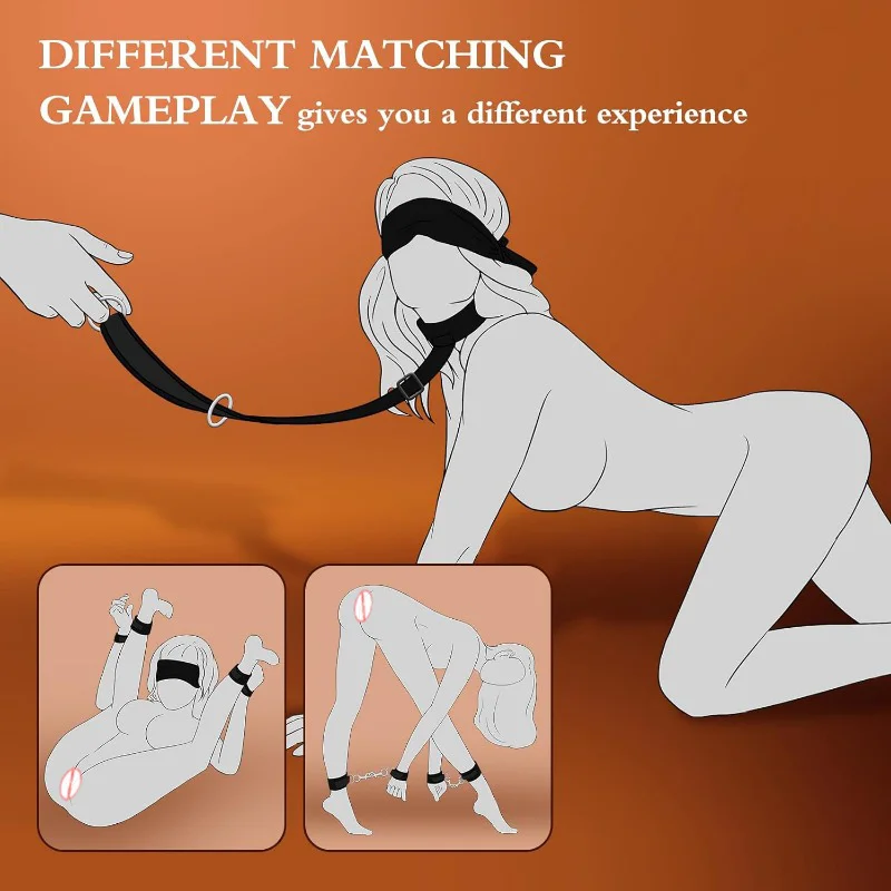 Behind Back Hand Cuffs Slave Collar BDSM Bondage Restraints Mouth Gag Harness Adult Bondage Kits Sex Games Erotic Toys For Coupl