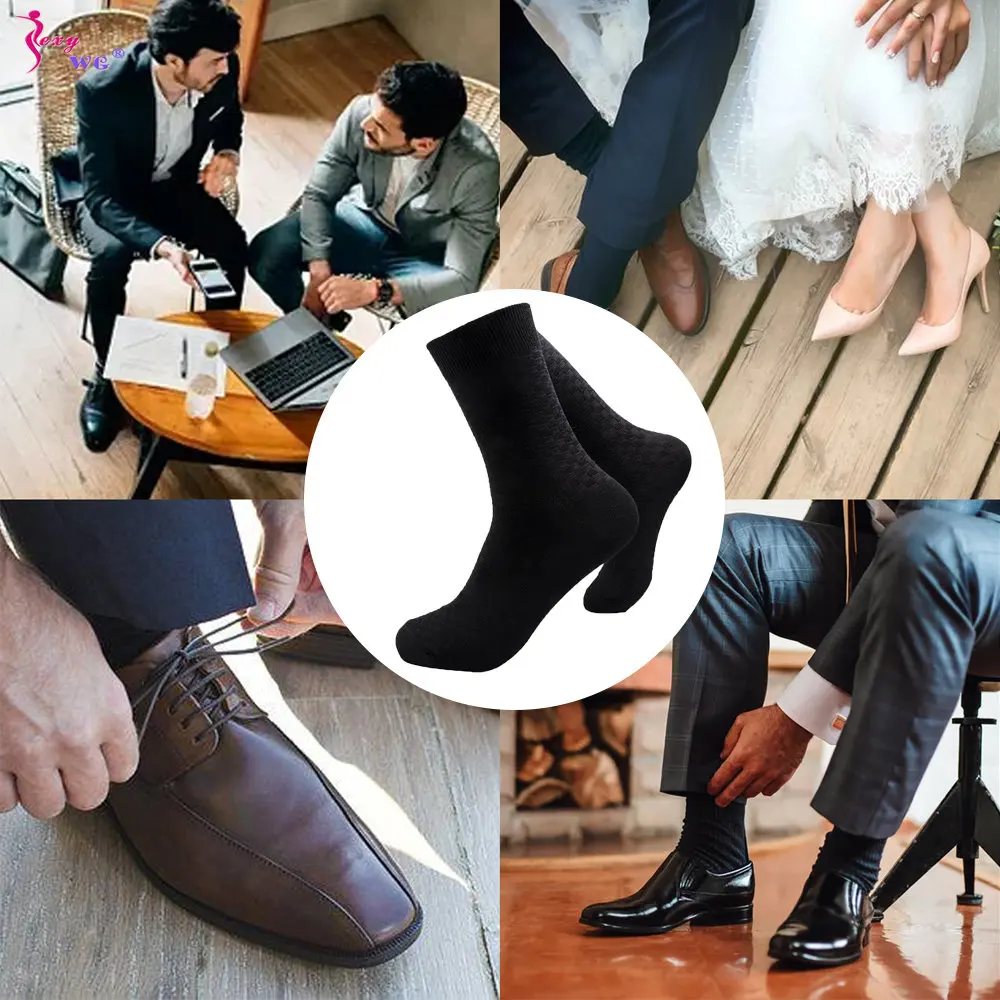 SEXYWG 5 Pairs/Set Men's Cotton Socks New Style Winter for Male Socks Black Business Cotton Athletic Crew Socks Soft Breathable