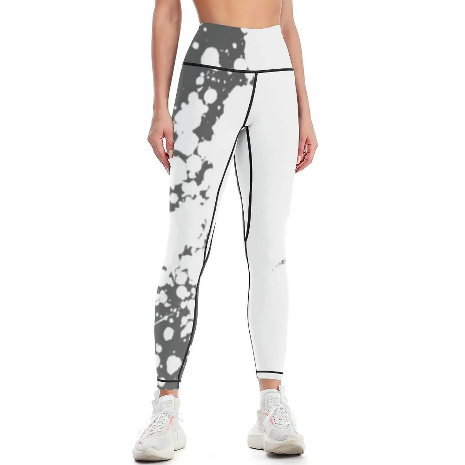 

Gray and White Paint Splatter Leggings flared jogging pants Jogger pants Womens Leggings