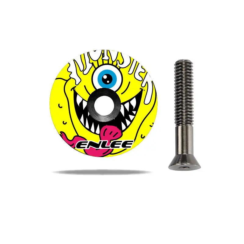 ENLEE 8 Patterns Bicycle Stem Top Cap MTB Road Bicycle Headset Stem Cap 1-1/8