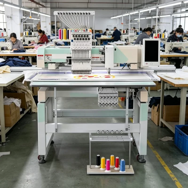 1000 SPM Commercial Embroidery Machine 9 Needle Multi Function Flat Cylinder Cap Frame For Home Studio Boutique Shop Customized