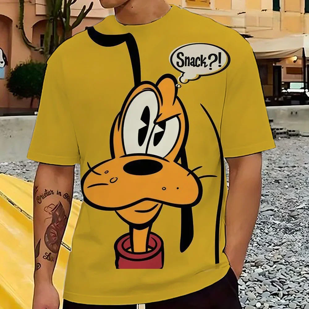 Goofy Boy Girl T-shirt Disney Men's T-shirt 3D Printed Mickey Mouse Short Sleeve Oversized New Mens T-shirt MINISO Men' Clothing