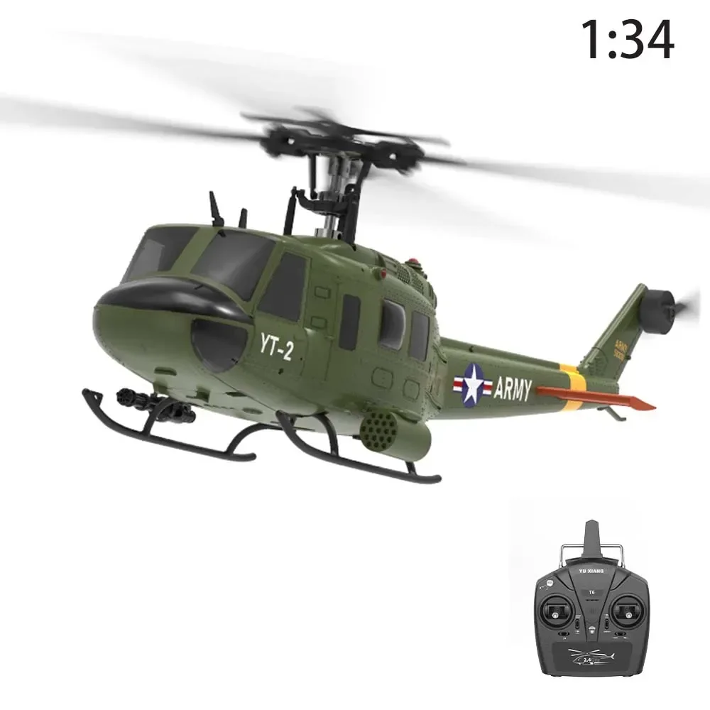 Yuxiang F07 1/34 Uh-1 듀얼 브러시리스 헬리콥터, 6 채널 광학 흐름 포지셔닝 RC 헬리콥터 장난감