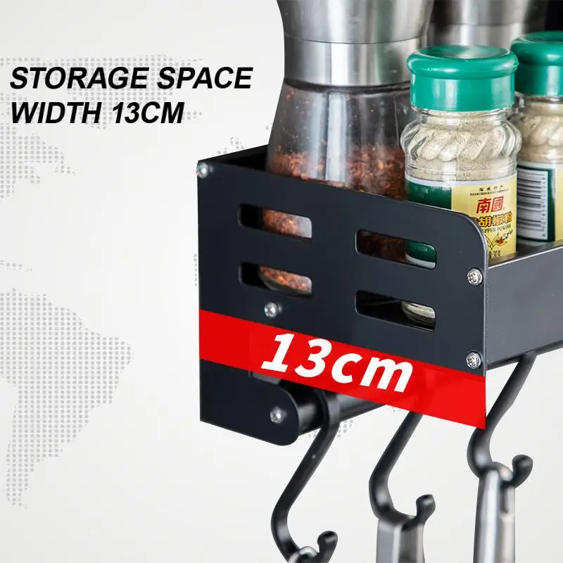 

Kitchen Storage Rack Wall Mounted Non Drilling Condiment Tableware Storage With Knife Holder