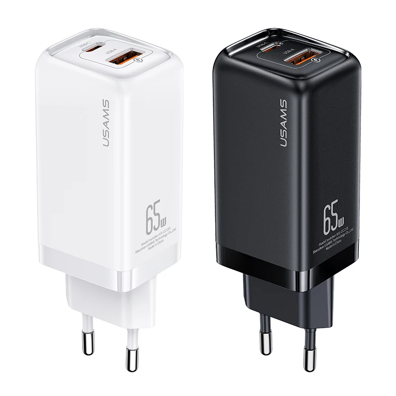 CC153 CE 65W Dual Ports Super Si EU Wall Plug PD+QC Fast A+C Usb C Travel Fast Charger