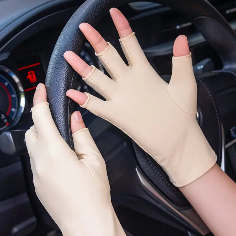 

Ladies Spring and Summer Gloves Half Finger Spandex Gloves Women Tight Work Half Finger Stretch Gloves Cycling Gloves