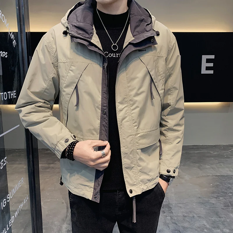 

Мужская куртка свободного кроя: модная, повседневная, молодежная, рабочая, с капюшоном, функциональная ветровка для весны и осени. Новинка.