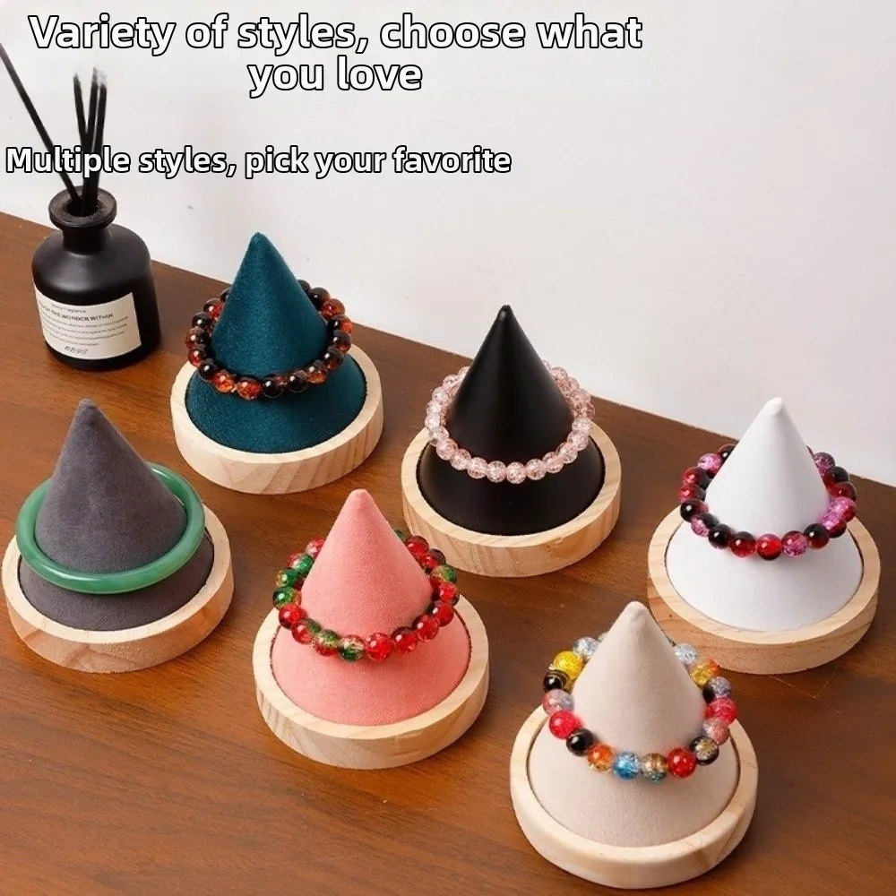 Wooden Jewelry Storage Stand Cone Shape Modern Bracelet Display Stand Simple Multifunctional Jewelry Organizer Gift