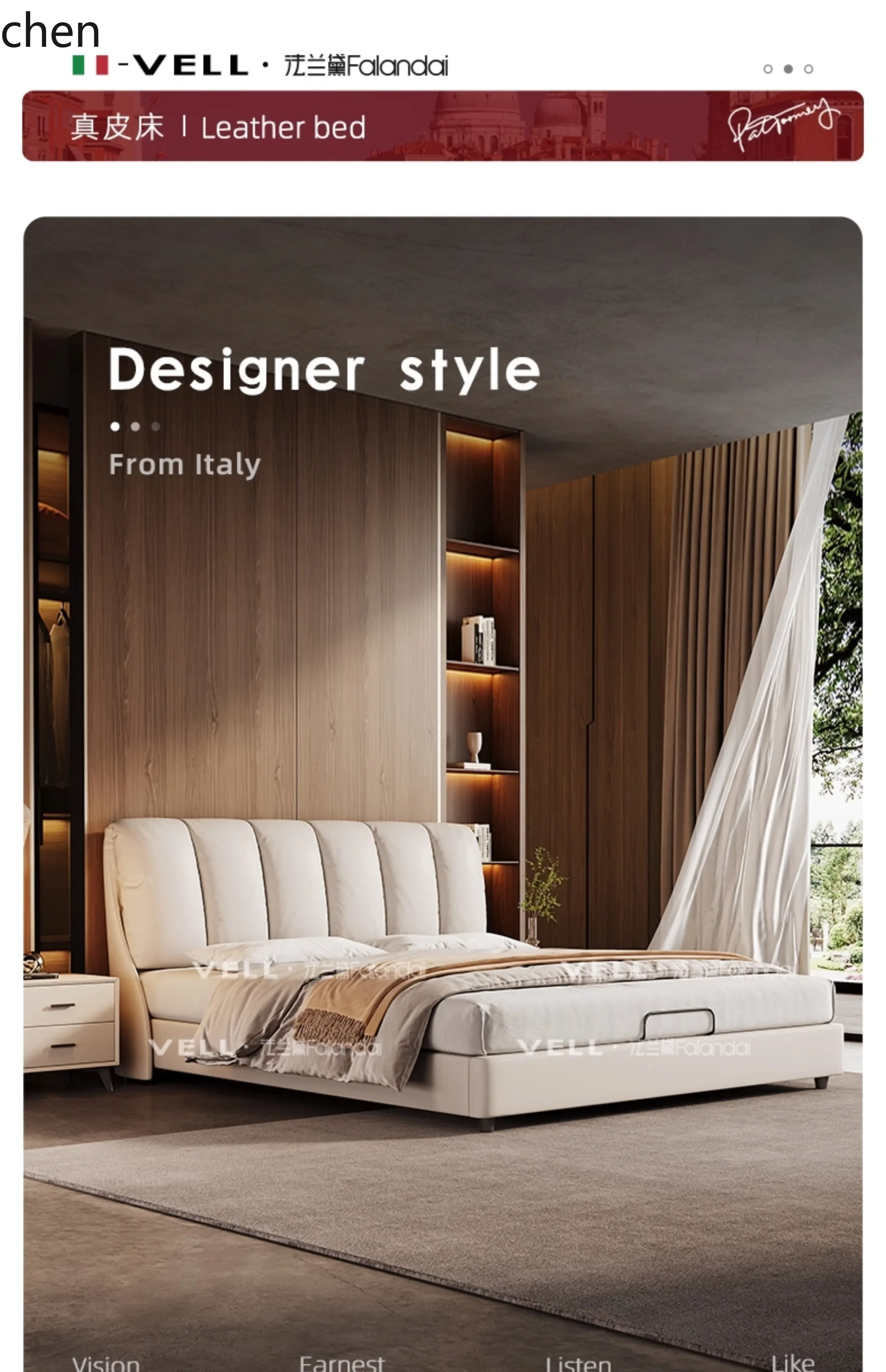 Cream Style Genuine Leather  Internet Celebrity Model Light Luxury Simple  Soft Head Layer Cowhide Master Bedroom Double Bed