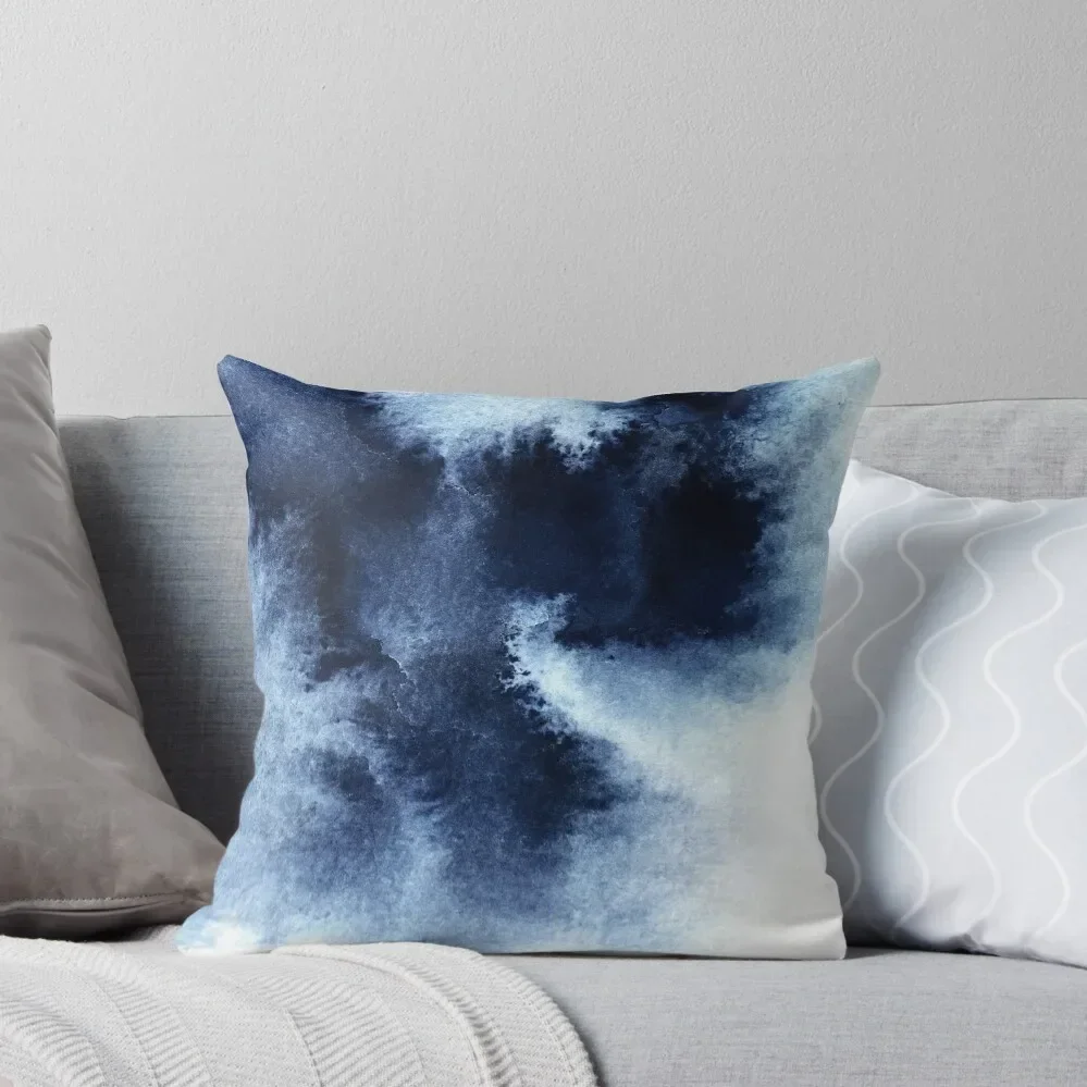 Indigo Nebula, Blue Abstract Painting Throw Pillow ornamental pillows for living room Luxury Pillow Case Pillow
