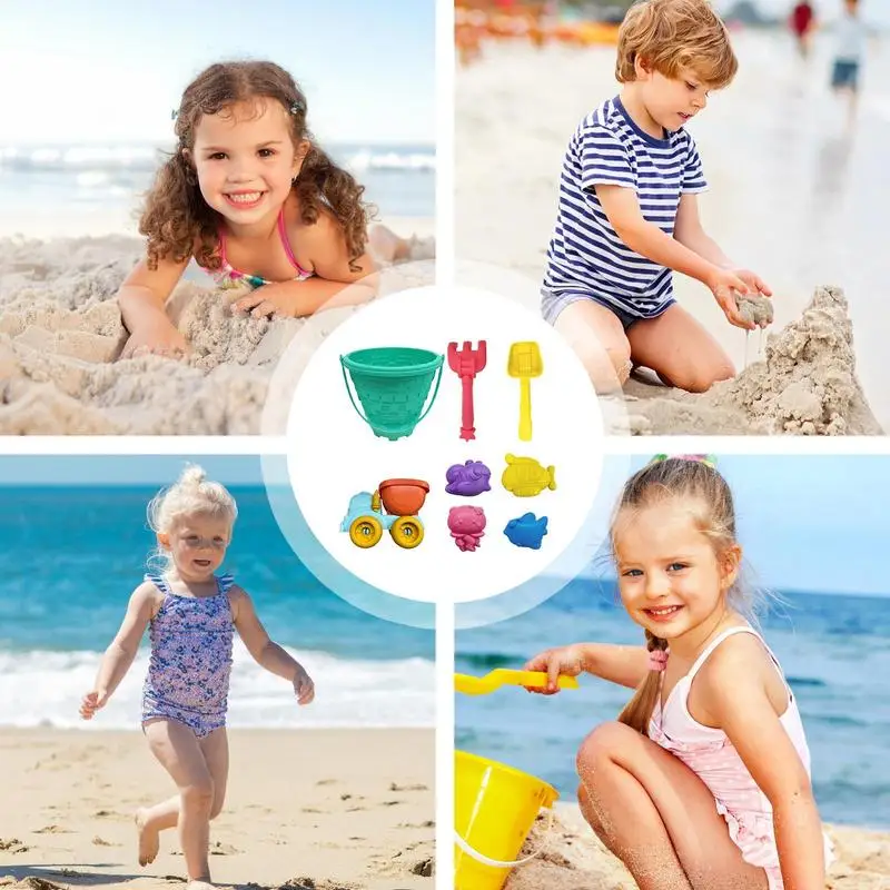 ชุดของเล่นทรายชายหาด ถังชายหาดและของเล่นจอบ กล่องทรายแบบพกพา อุปกรณ์ปราสาทสําหรับเพื่อน เด็กวัยหัดเดิน ครอบครัวหญิง